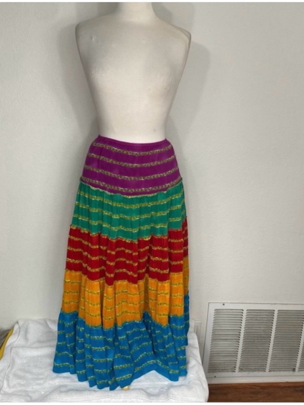 Lauren Ralph Lauren Women's Multicolor Fiesta 100% Cotton Tiered Skirt XS Boho